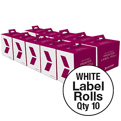 BULK & SAVE 10 x Passtab Printer Label Rolls (White)