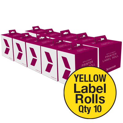 BULK & SAVE 10 x Passtab Printer Label (Sticky) Roll (Yellow)